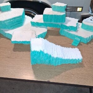 Xmas Snow Village Mnts., Platform, &  Ski Slope Total 11 Pcs